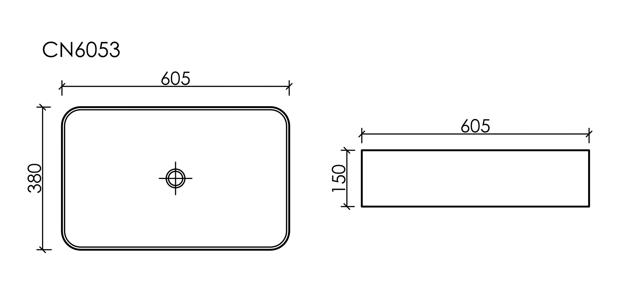Умывальник чаша накладная прямоугольная (цвет Белый Матовый) Element 605x380x150мм - Gidratop.ru изображение