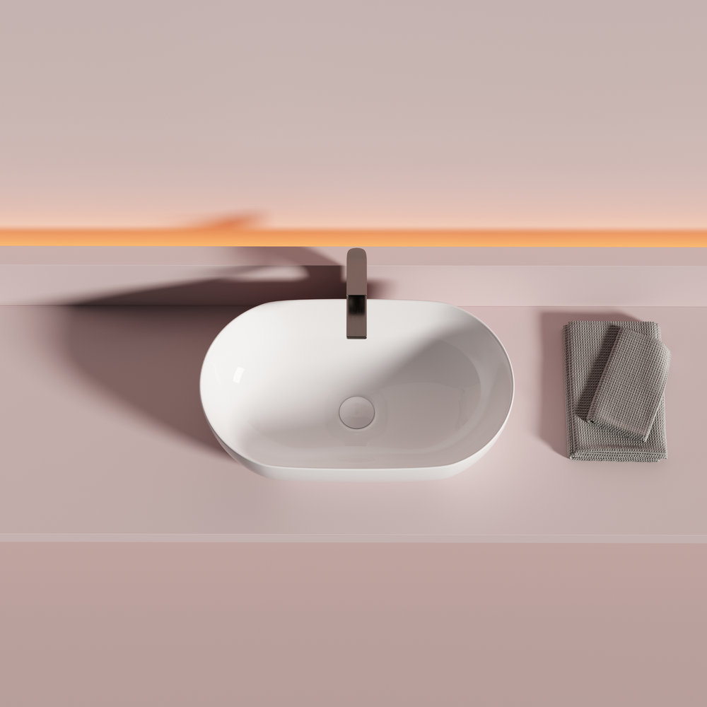 Раковина CERAMICANOVA Twist накладная овальной формы 500x300x140 белый CN12001 - Gidratop.ru изображение