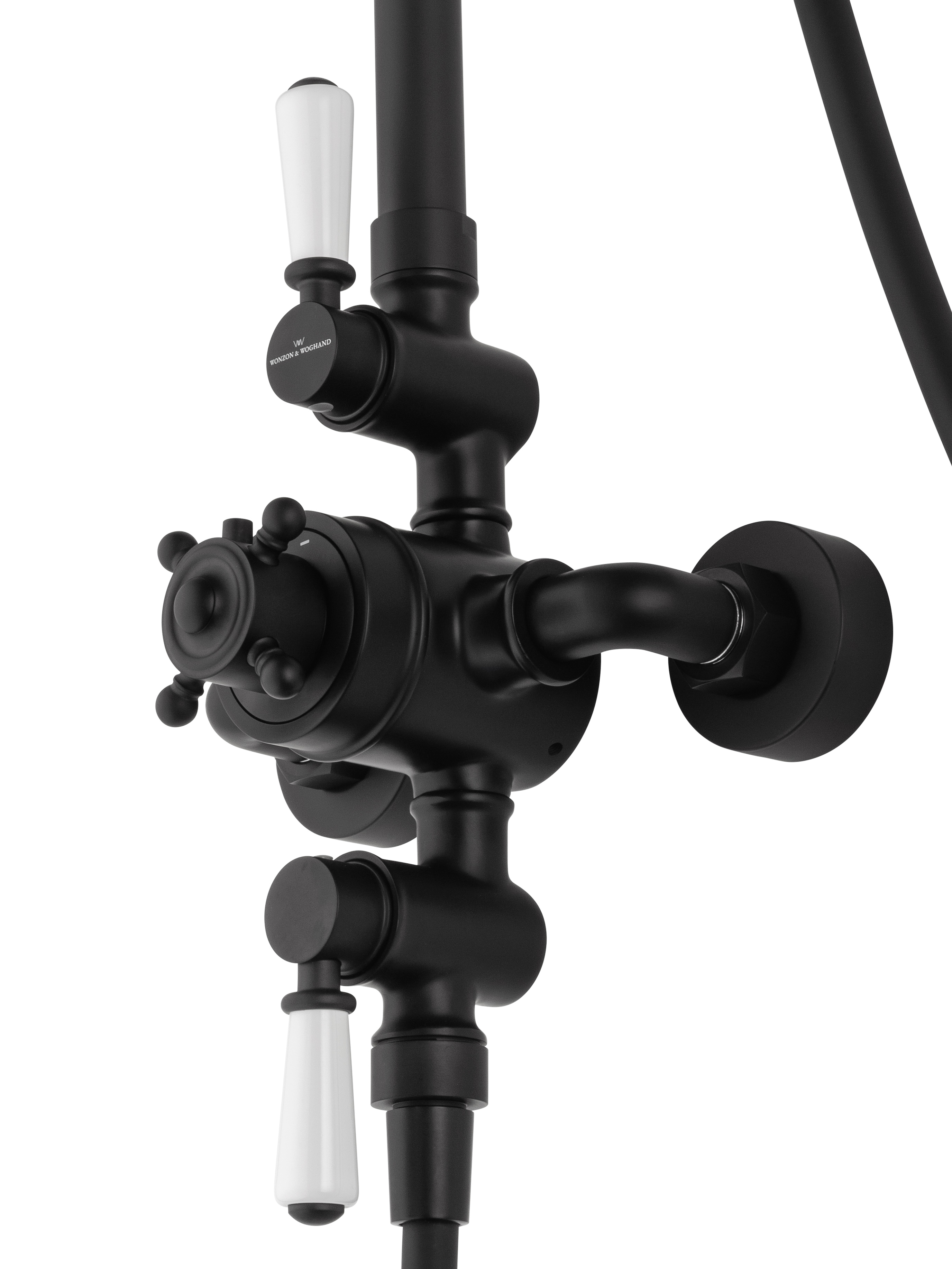 Душевая система с термостатом WONZON & WOGHAND RETRO, Черный матовый (WW-B3041-MB) - Gidratop.ru изображение