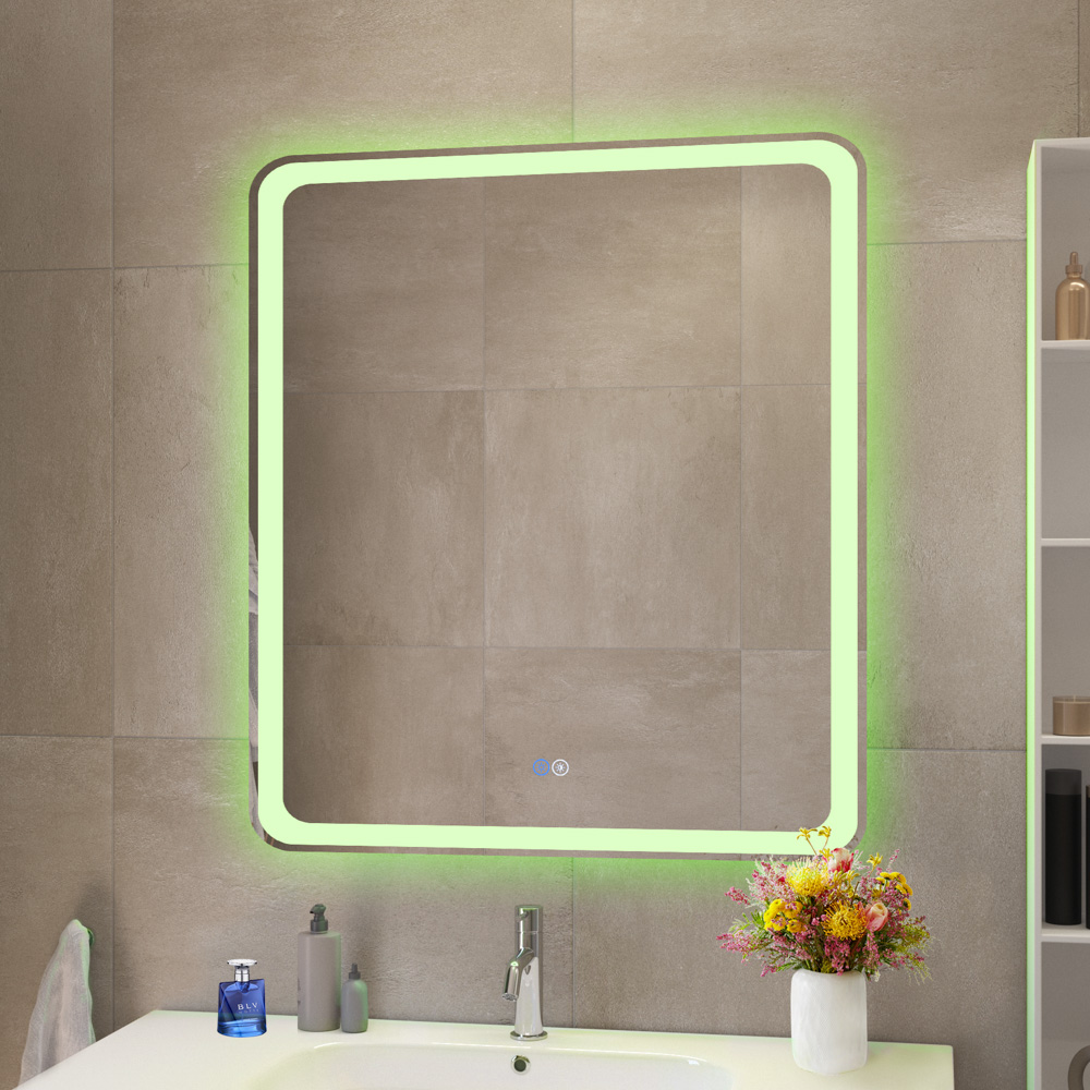 MULTICOLORE Зеркало со встроенной разноцветной подсветкой RGB и сенсорным выключателем CZR-SPC-MC-700-800-RGB-TCH, 12V, 220-240V, 700x800x30 - Gidratop.ru изображение