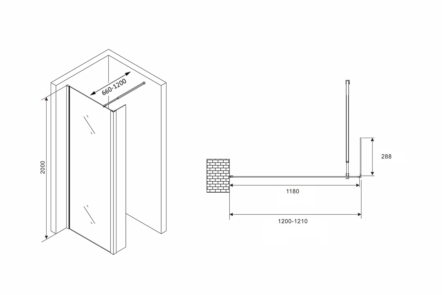 Душевая перегородка ABBER Immer Offen AG66120B - Gidratop.ru изображение
