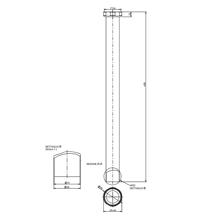 Gessi  удлинительная трубка для сифона, длина 40 см, цвет: хром - Gidratop.ru изображение