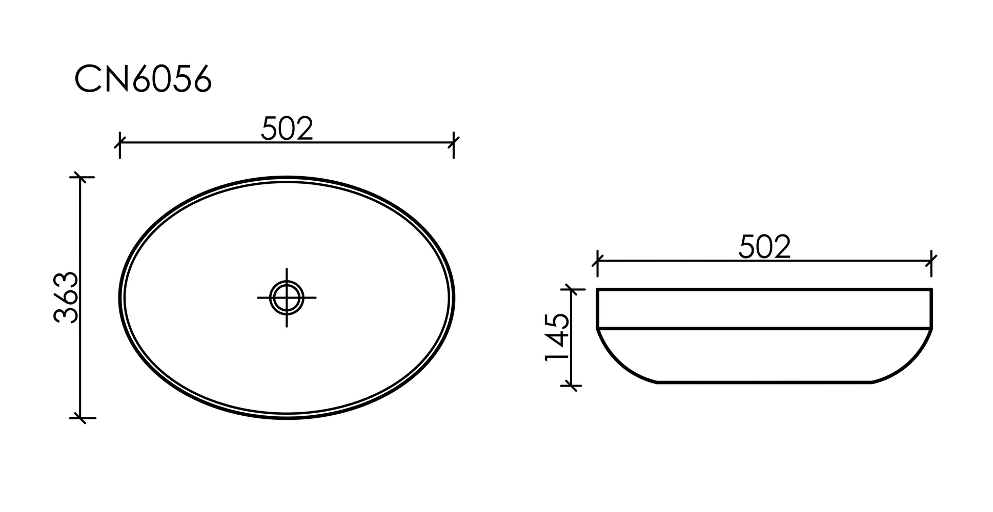 Умывальник чаша накладная овальная (цвет Черный Матовый) Element 502x363x145мм - Gidratop.ru изображение