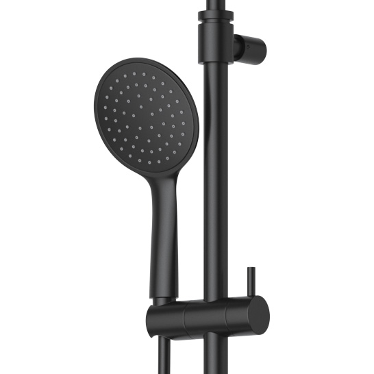 LEAF-CDA-25-L-NOP Душевая стойка телескопическая, с верхним и ручным душем, верхний душ диаметр 250 мм , исполнение Чёрный матовый - Gidratop.ru изображение
