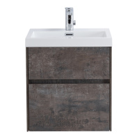 PIETRA MINI База под раковину подвесная с двумя выкатными ассиметричными ящиками, PIETRA MINI-500AS-2C-SO-PT, цвет Stone, 494х395х400 мм - Gidratop.ru изображение