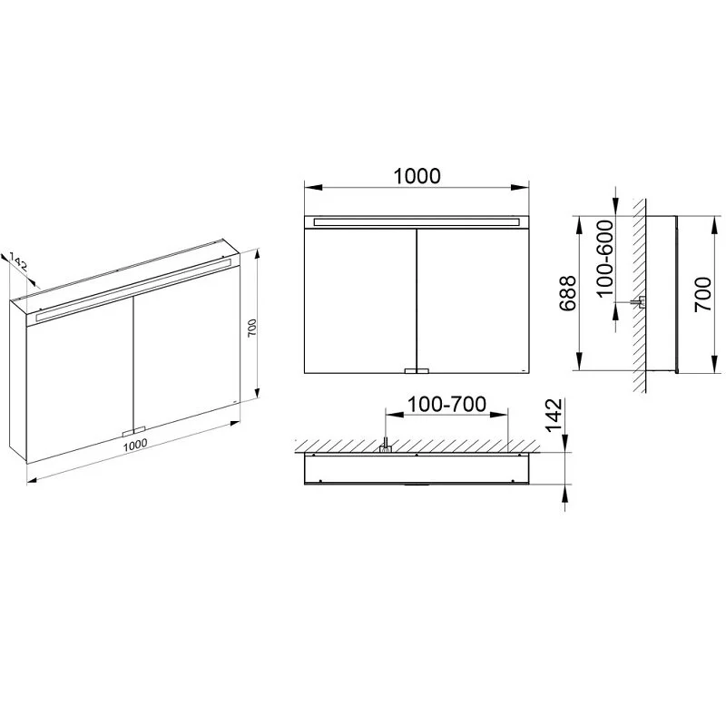 Зеркальный шкаф Keuco Royal E-One 44303171301, 100 см, с подсветкой, алюминий серебристый - Gidratop.ru изображение