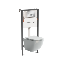 Комплект Подвесной унитаз FORMA Rimless + Система инсталляции Balance кнопка Circle, хром глянцевый - Gidratop.ru изображение