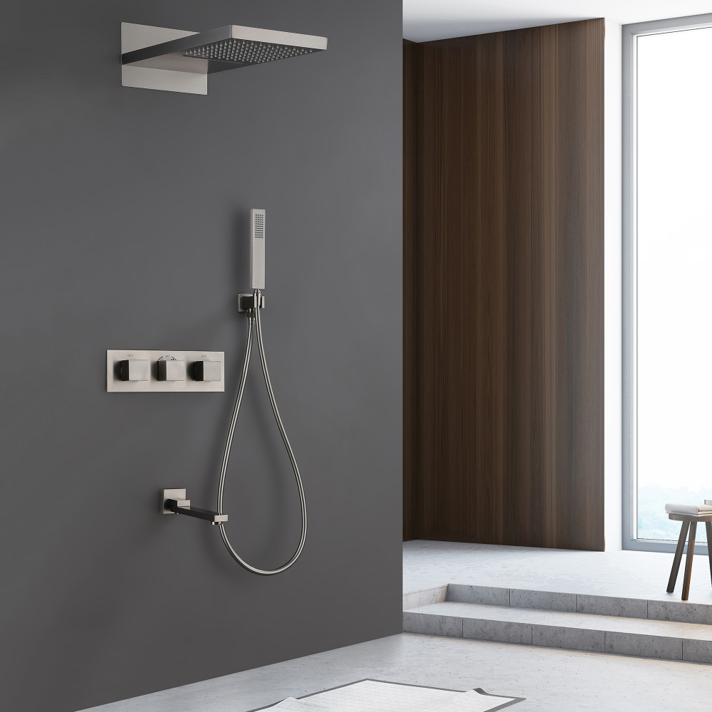 Душевая система ABBER Daheim AF8253SP скрытого монтажа с изливом, термостат, хром - Gidratop.ru изображение