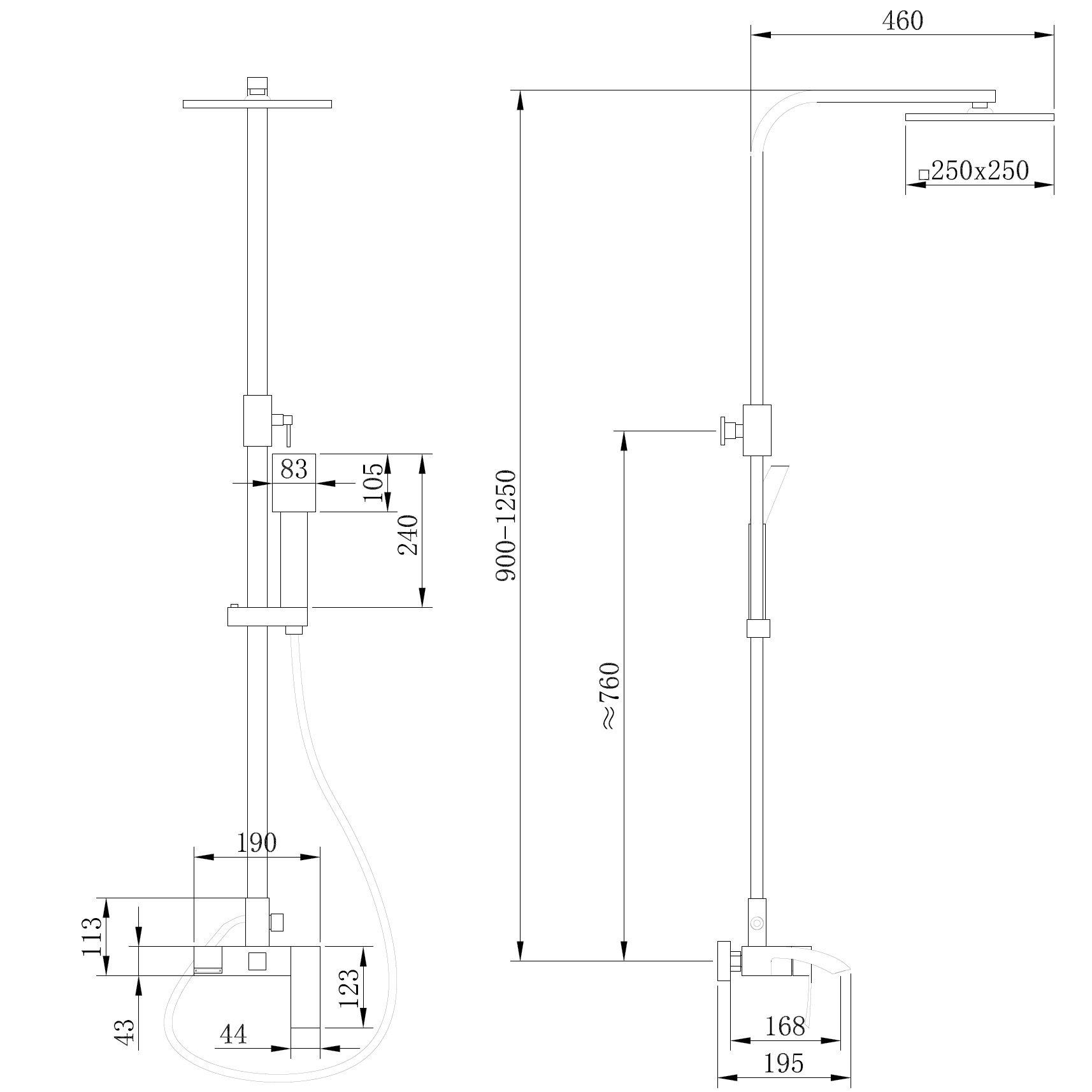 Душевая стойка ABBER Wasserfall AF8616 с изливом, хром - Gidratop.ru изображение
