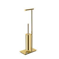 Colombo Square Стойка с аксессуарами, 6724см, туалетный ёршик, полотенцедержатель, цвет: PVD золото матовое - Gidratop.ru изображение