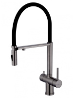 Смеситель для кухни с гибким изливом и подключением фильтра WONZON & WOGHAND, Темный графит (WW-88458009-BGM) - Gidratop.ru изображение