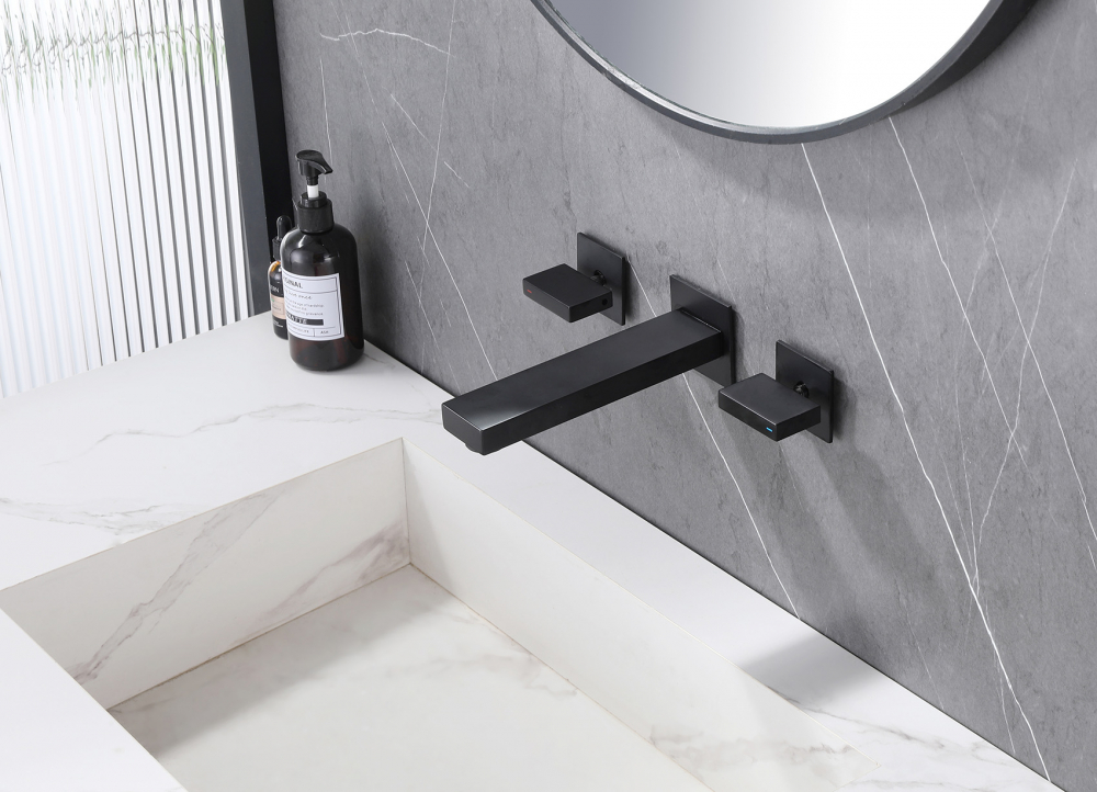 Смеситель ABBER Daheim AF82122B для раковины скрытого монтажа, черный матовый - Gidratop.ru изображение