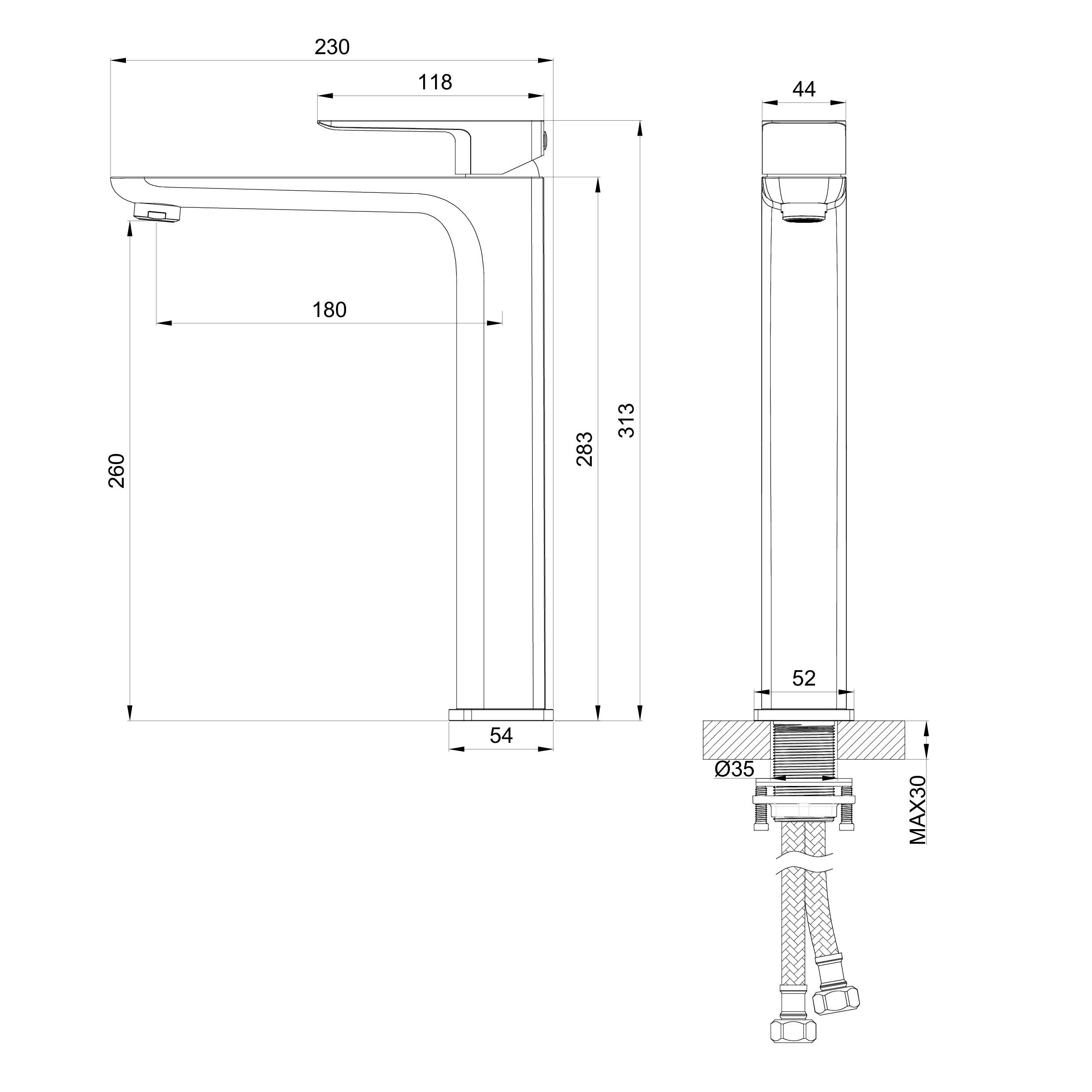 Смеситель для раковины высокий WONZON & WOGHAND EDGE, Темный графит (WW-88239003-BGM) - Gidratop.ru изображение