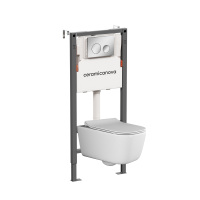 Комплект Подвесной унитаз NEW DAY Rimless + Система инсталляции Balance кнопка Circle, хром глянцевый - Gidratop.ru изображение