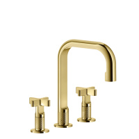 GESSI INCISO смеситель для раковины на 3 отверстия с донным клапаном, излив 160мм, h=240мм, цвет: золото - Gidratop.ru изображение