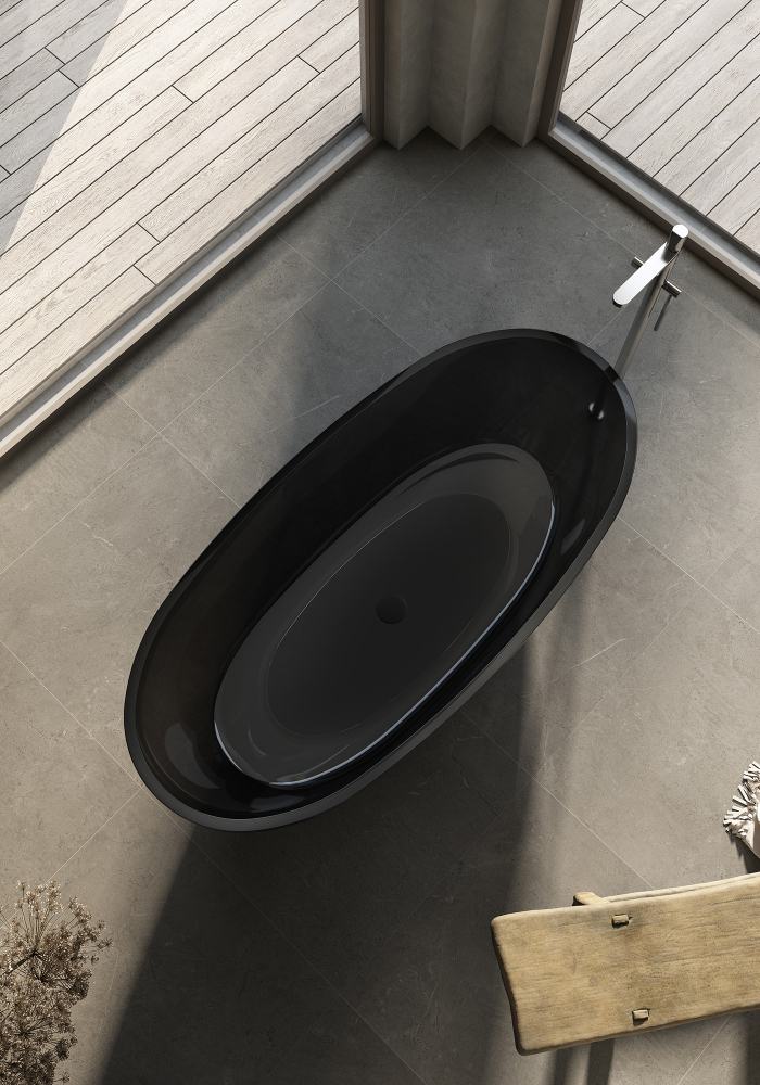 Прозрачная ванна ABBER Kristall AT9701Onyx черная - Gidratop.ru изображение