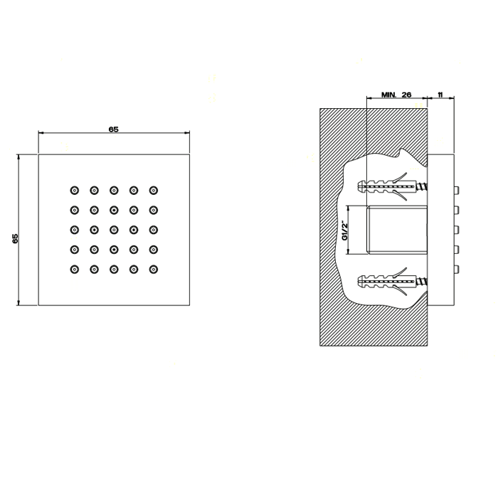 Gessi Rettangolo боковая форсунка квадратная, цвет: хром - Gidratop.ru изображение