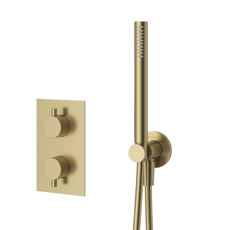 LEAF-DSIP-T-25-SR Душевая система термостатическая с дивиатором для верхнего и ручного душа, верхний душ из стены 25 см, исполнение Sunrise - Gidratop.ru изображение