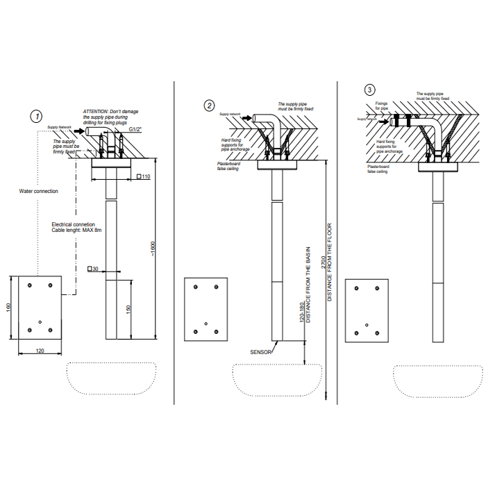 GESSI RETTANGOLO смеситель для раковины потолочный, электронный, с кран-фильтром для регулировки температуры и напора воды, внешняя часть, цвет хром - Gidratop.ru изображение