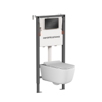 Комплект Подвесной унитаз NEW DAY Rimless + Система инсталляции Balance кнопка Square, черный матовый - Gidratop.ru изображение