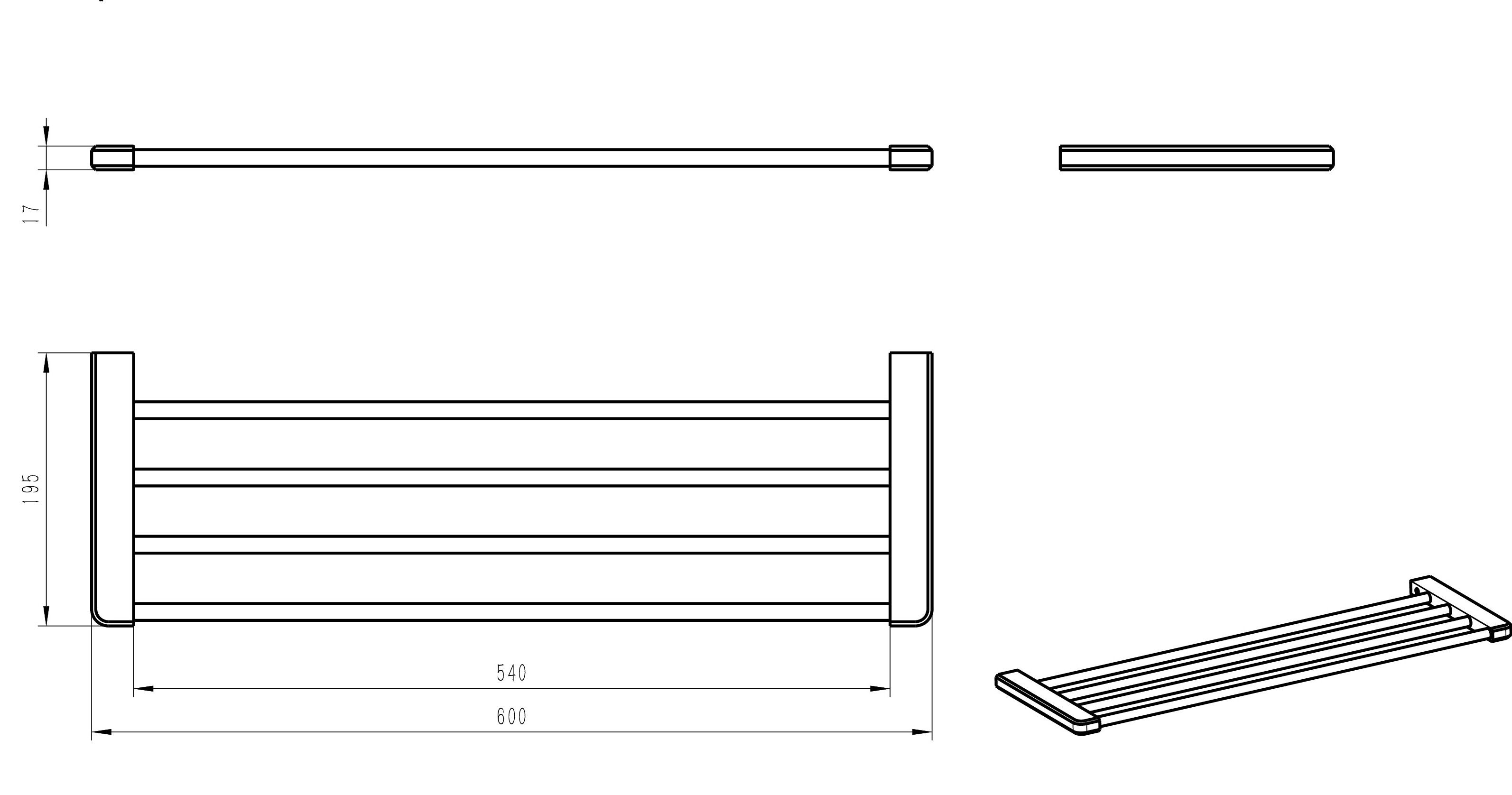 Полка для полотенец WONZON & WOGHAND, Черный матовый (WW-V3901-MB) - Gidratop.ru изображение