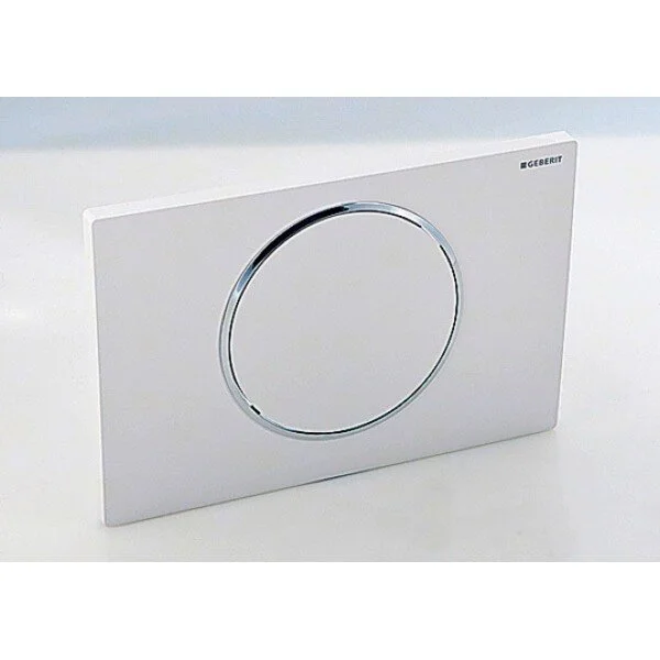 Клавиша Geberit Sigma Type 10 115.758.KK.5, одинарный смыв, рамка-белая/кнопка-белая/кольцо-золото - Gidratop.ru изображение