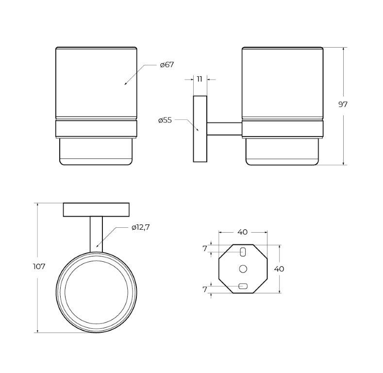 RELAX-TUMS-BORO Стакан подвесной, стекло, исполнение брашированное золото - Gidratop.ru изображение