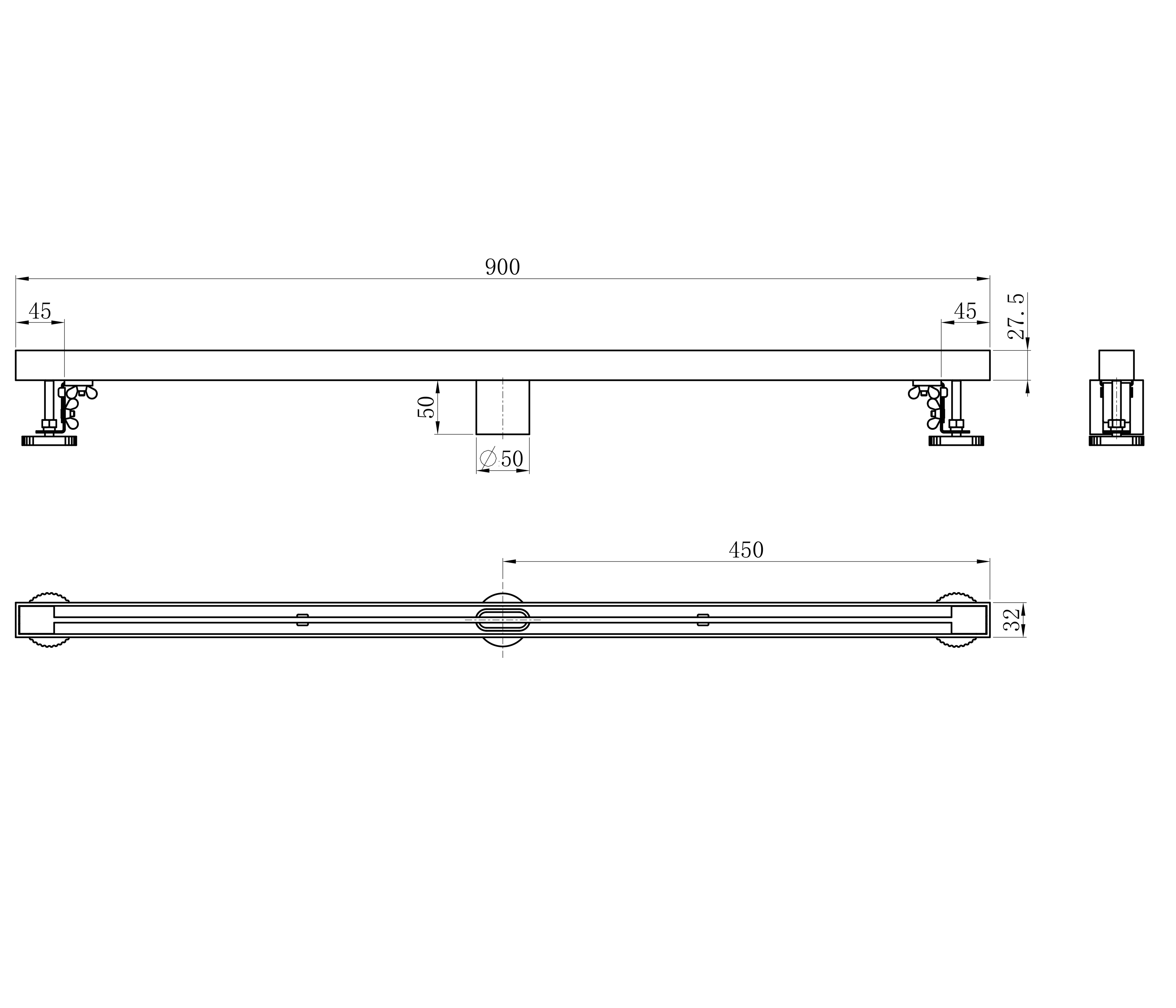 Душевой трап 90 см WONZON & WOGHAND, Брашированный никель (WW-65409T-BR) - Gidratop.ru изображение