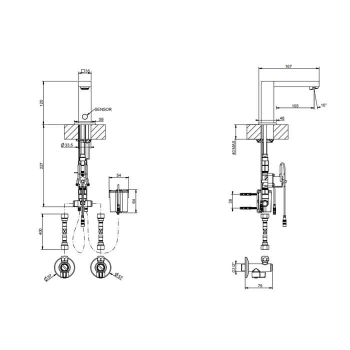 GESSI смеситель для раковины, электронный, с кран-фильтром для регулировки температуры и напора воды, цвет Black XL - Gidratop.ru изображение