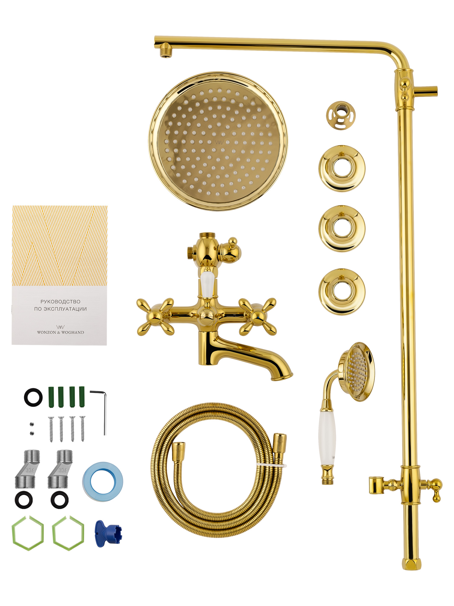Душевая система WONZON & WOGHAND RETRO, Глянцевое золото (WW-88739020-PG) - Gidratop.ru изображение