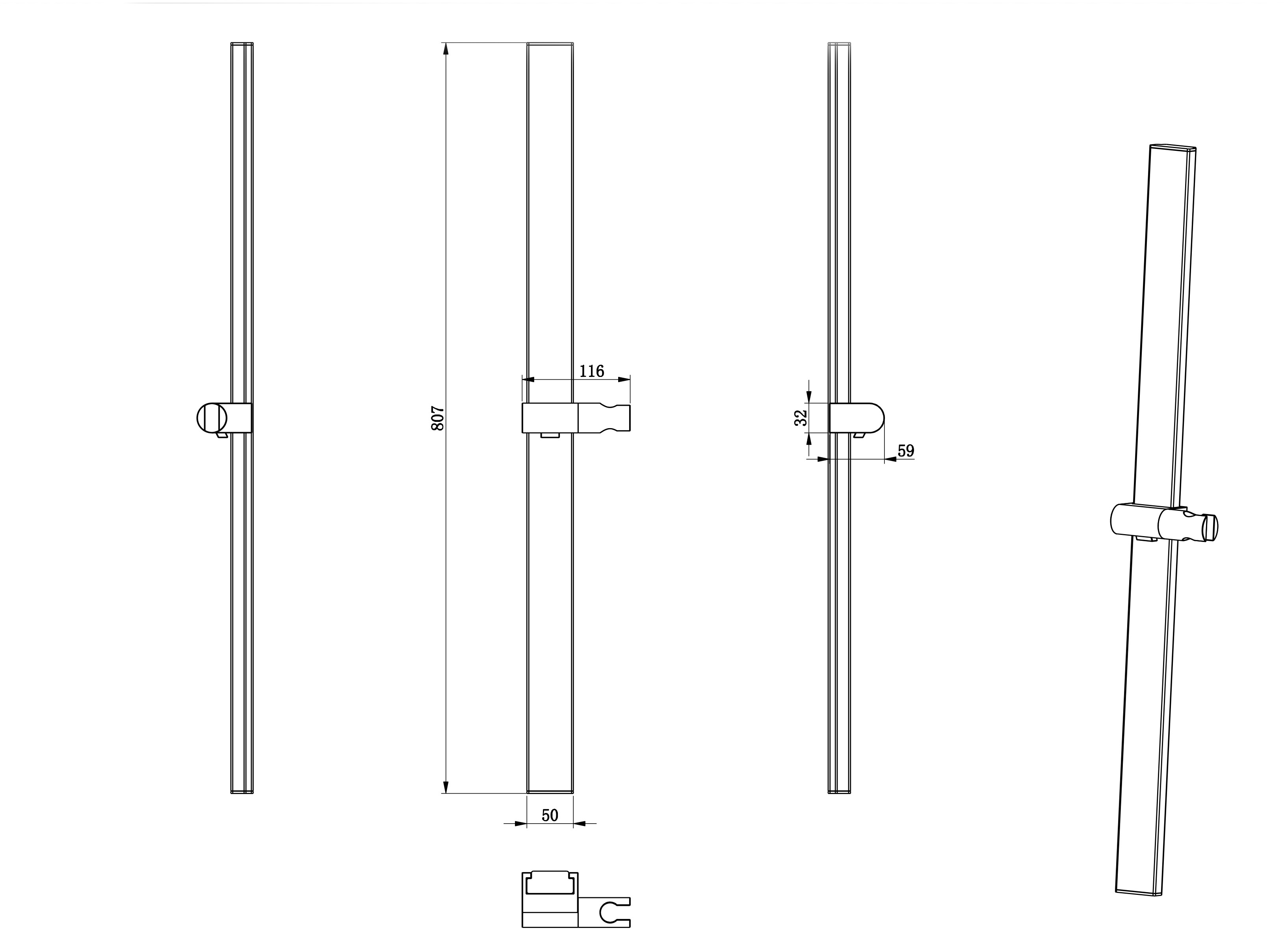Душевая штанга WONZON & WOGHAND, Брашированное золото (WW-986210-BG) - Gidratop.ru изображение