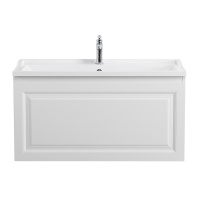 GIUBILEO-N База под раковину подвесная с одним внешним и одним внутренним выкатными ящиками, Bianco Lucido, 996x443x500, GIUBILEO-N-100-1C-SO-BL