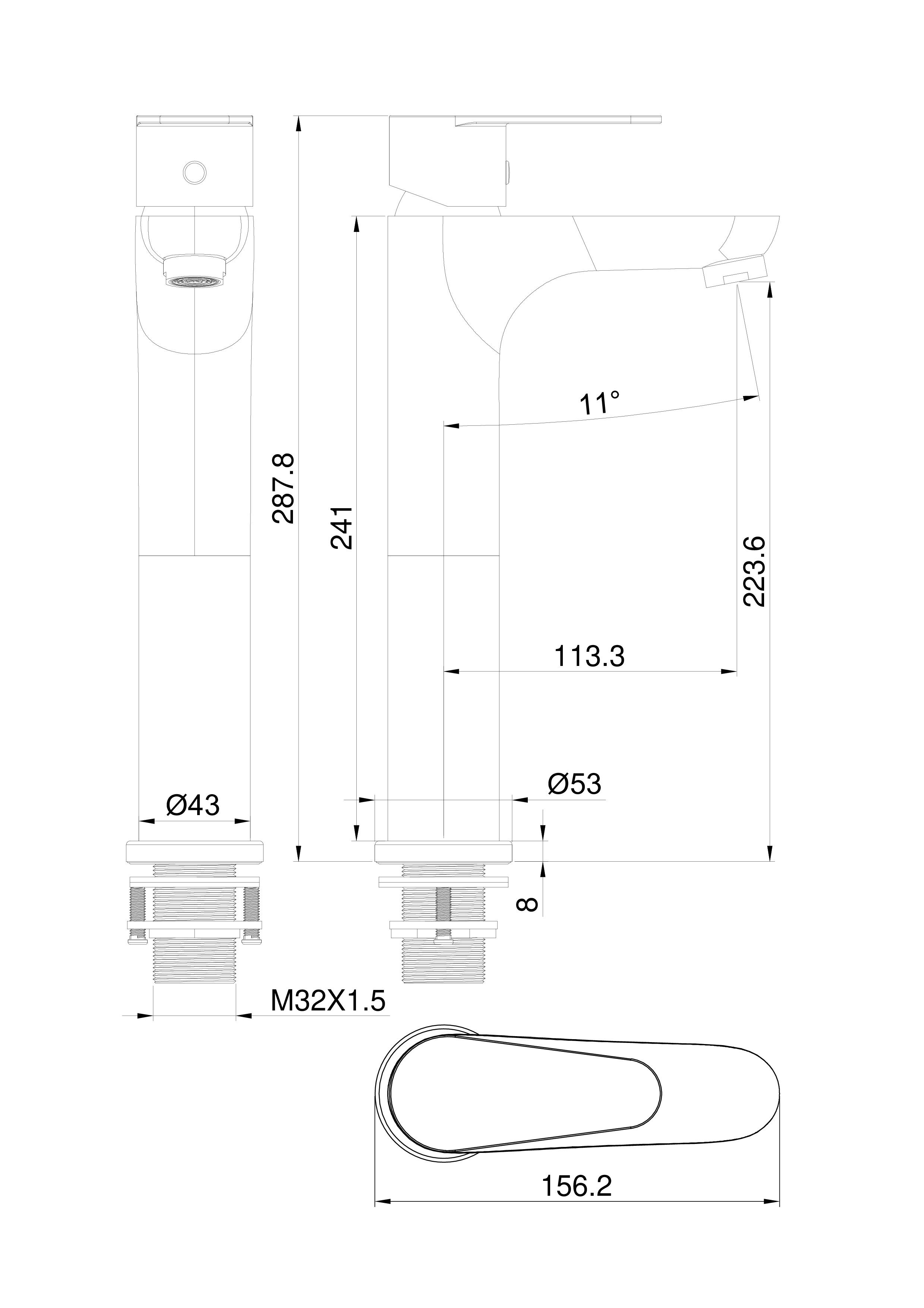 Смеситель для раковины высокий WONZON & WOGHAND ALFA, Хром (WW-A40232-CR) - Gidratop.ru изображение