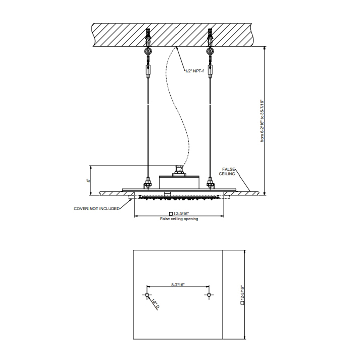 Gessi Minimali встраиваемая в потолок душевая система 350х350 мм., с функцией тропический ливень, цвет Mirror Steel (без накладной панели 57871) - Gidratop.ru изображение