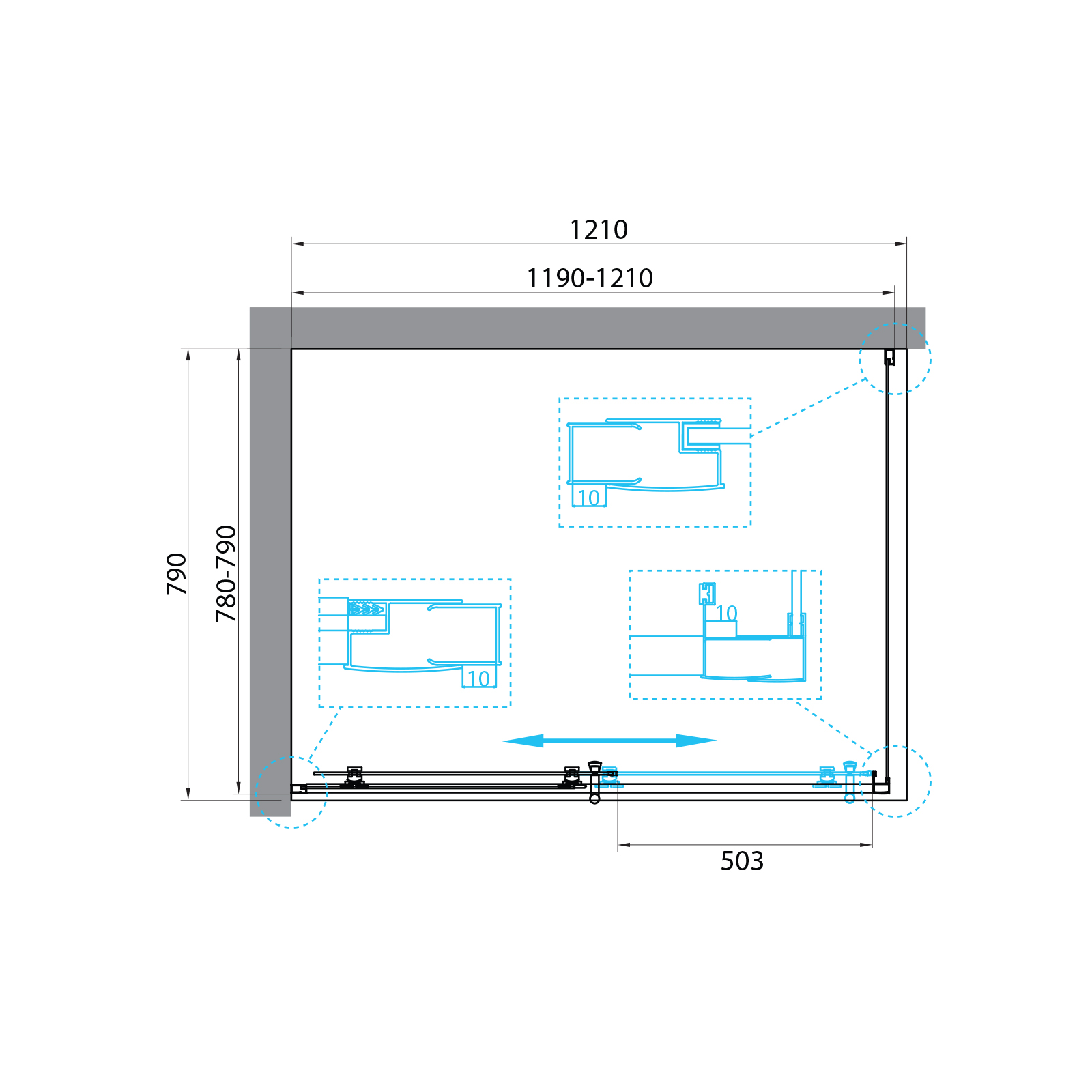 Душевой уголок BelBagno UNO-195-AH-1-120/80-C-NERO - Gidratop.ru изображение