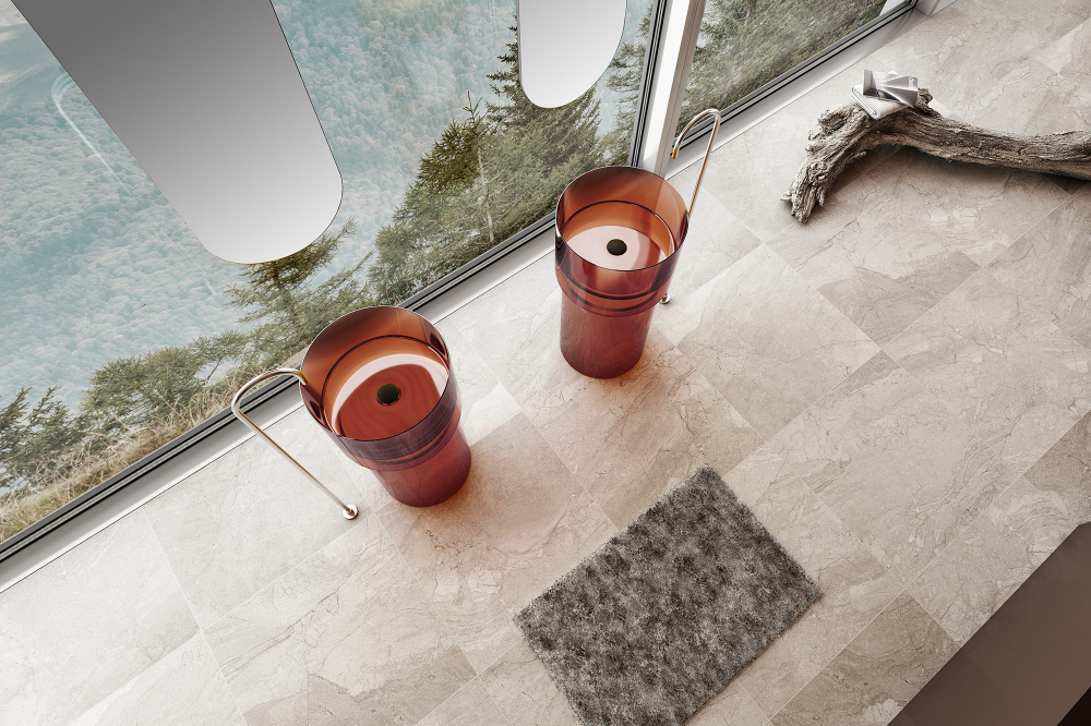 Раковина отдельностоящая прозрачная ABBER Kristall AT2701Opal-H коричневая - Gidratop.ru изображение