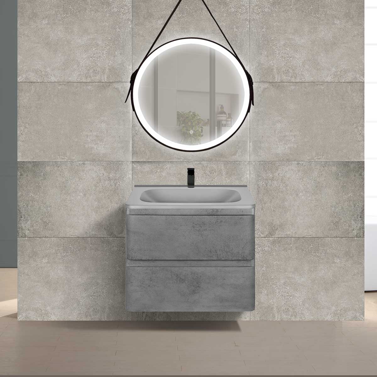 База под раковину Vico 600 подвесная, 2 выкатных ящика soft close, Beton - Gidratop.ru изображение