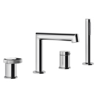 Gessi Anello смеситель для ванны на 4 отверстия: излив, девиатор, шланг, лейка, цвет: хром - Gidratop.ru изображение
