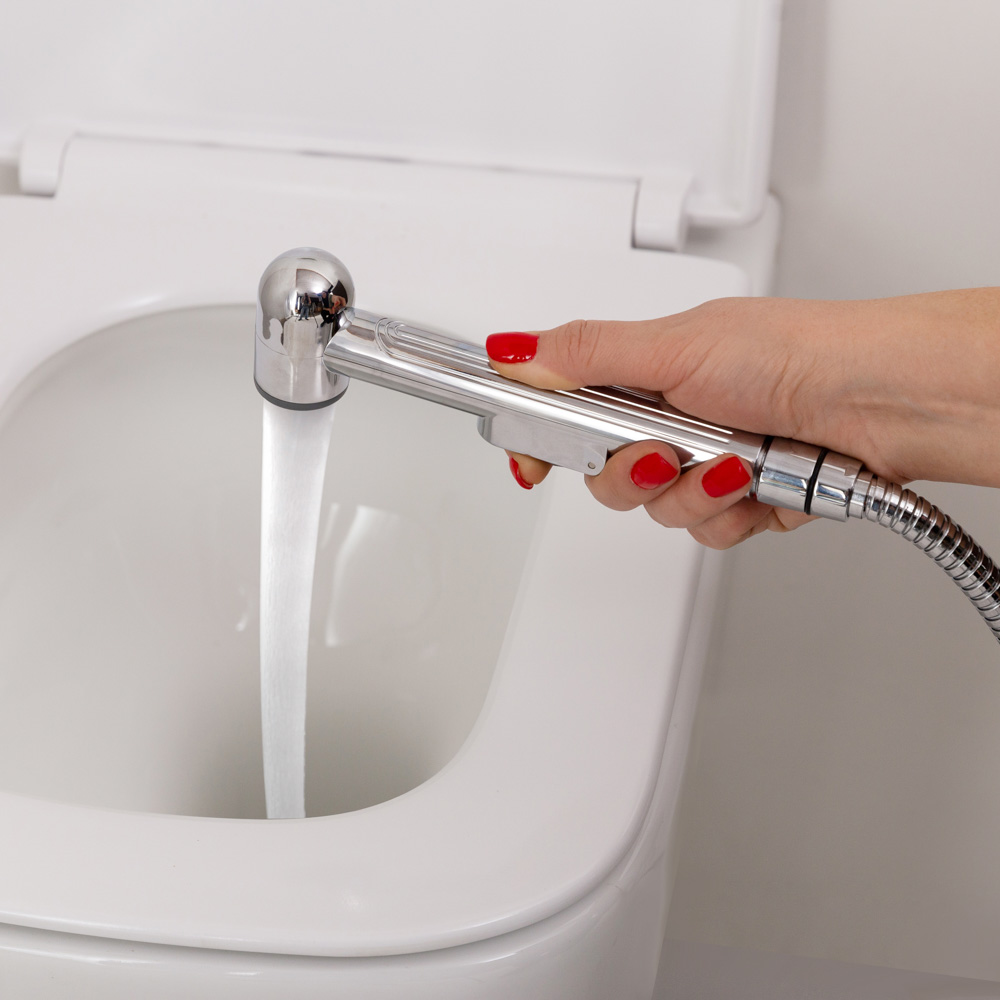 DUE Смеситель для раковины без донного клапана с гигиеническим душем, хром DUE-LVM/HGN-CRM-W0 - Gidratop.ru изображение