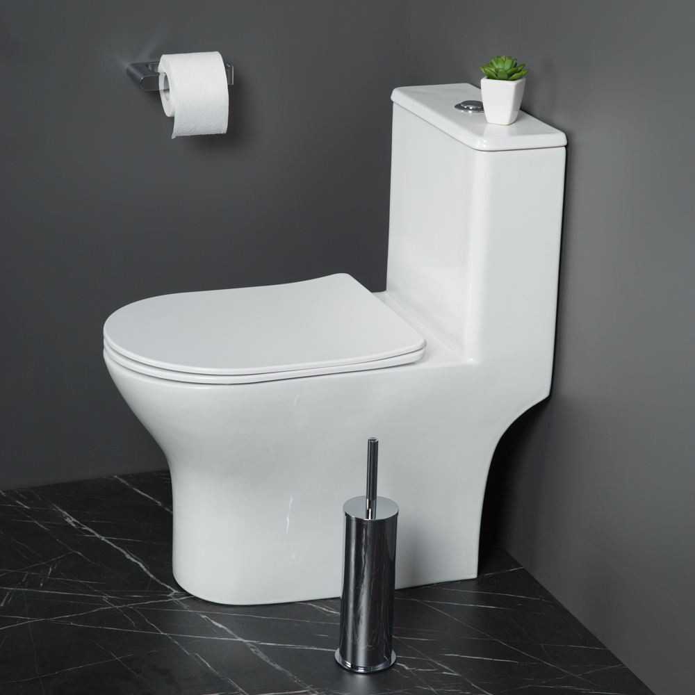 LOUNGE Унитаз-моноблок с сиденьем дюропласт soft close, P-trap BB8618CPR-MN/SC - Gidratop.ru изображение