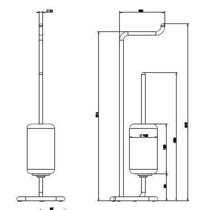 Gessi Goccia стойка с держателем для туалетной бумаги и ершиком, напольная, цвет: хром/черный - Gidratop.ru изображение