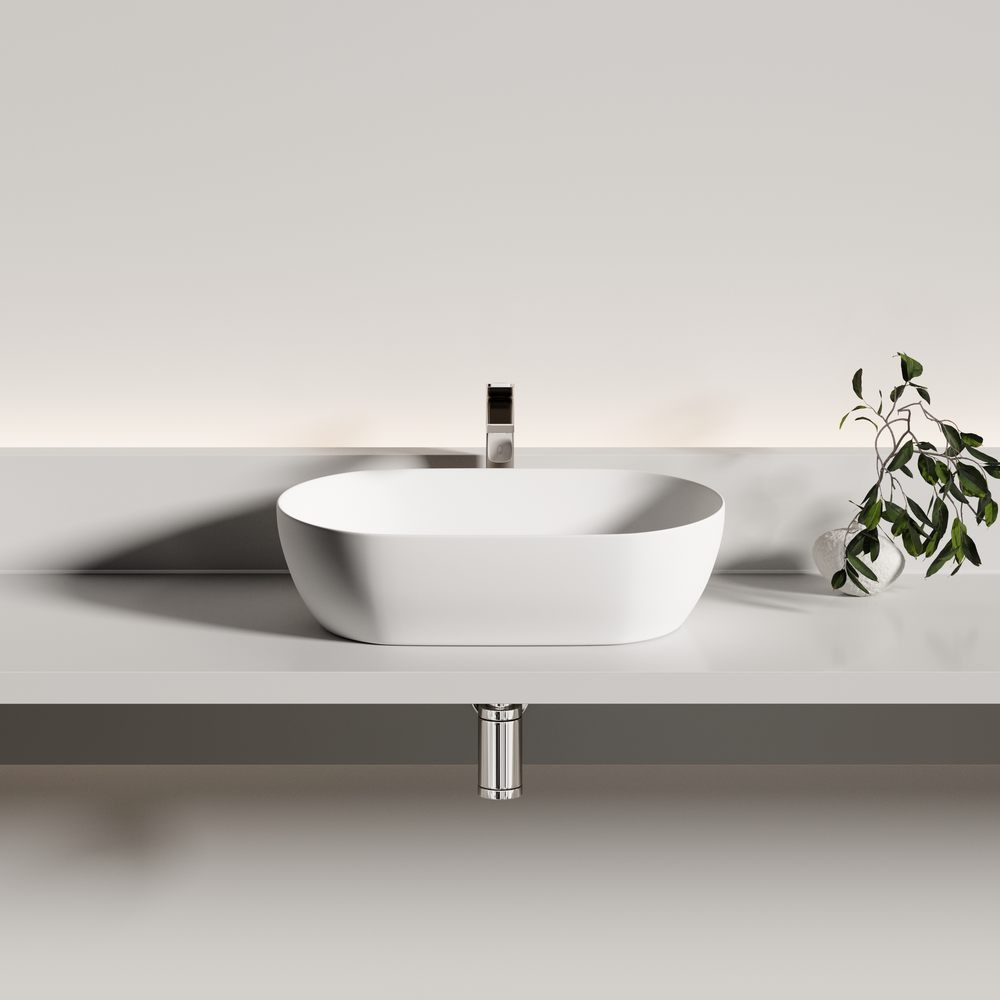 Раковина CERAMICANOVA Twist накладная овальной формы 500x300x140 белый матовый CN12001MW - Gidratop.ru изображение