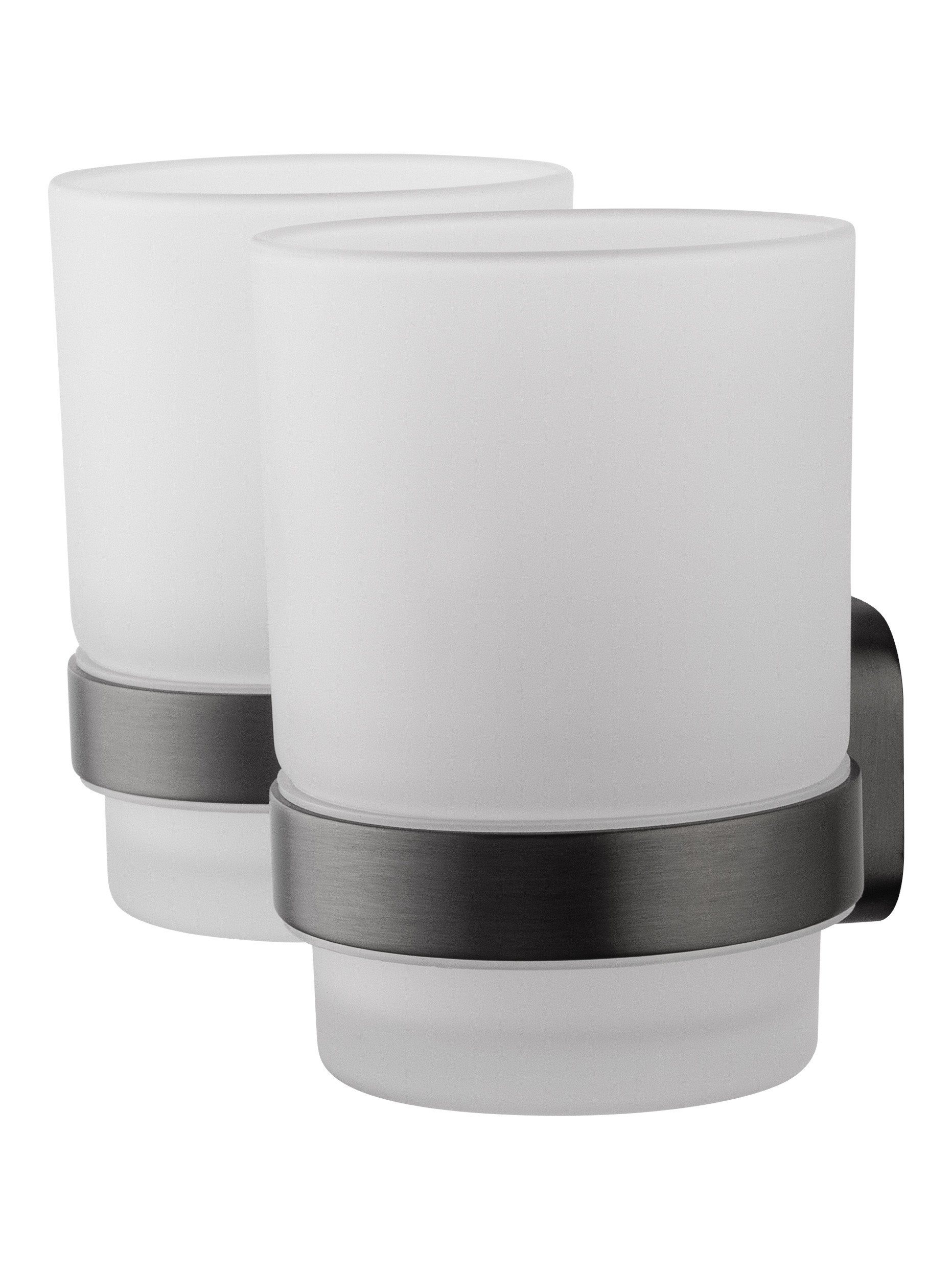 Два стакана для зубных щеток с держателем WONZON & WOGHAND GRAFFITY, Темный графит (WW-9328-GM) - Gidratop.ru изображение