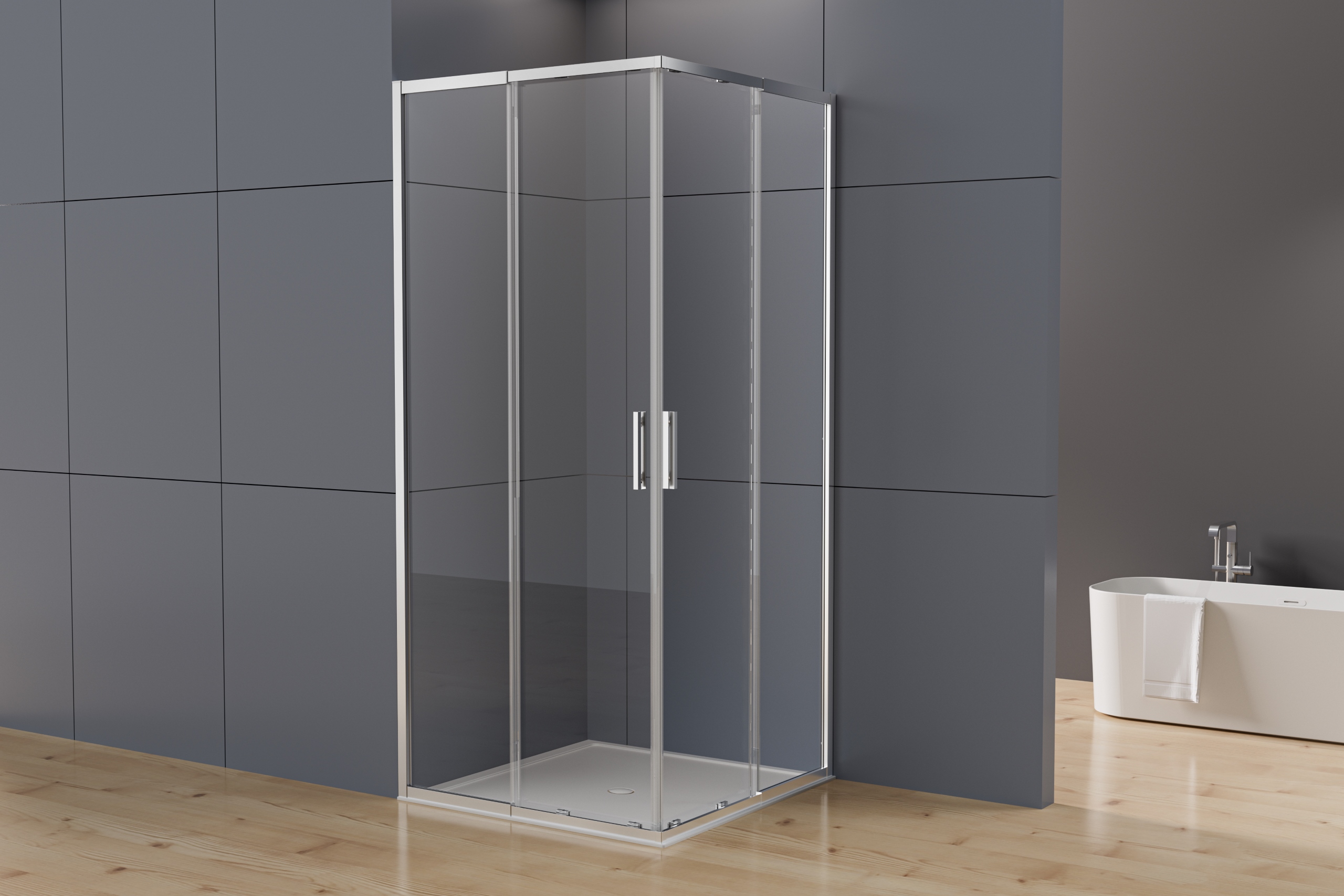 Душевой уголок Rapid-N VSS-3RN1112E10CL, (1000-1100)x(1100-1200), хром, стекло прозрачное - Gidratop.ru изображение