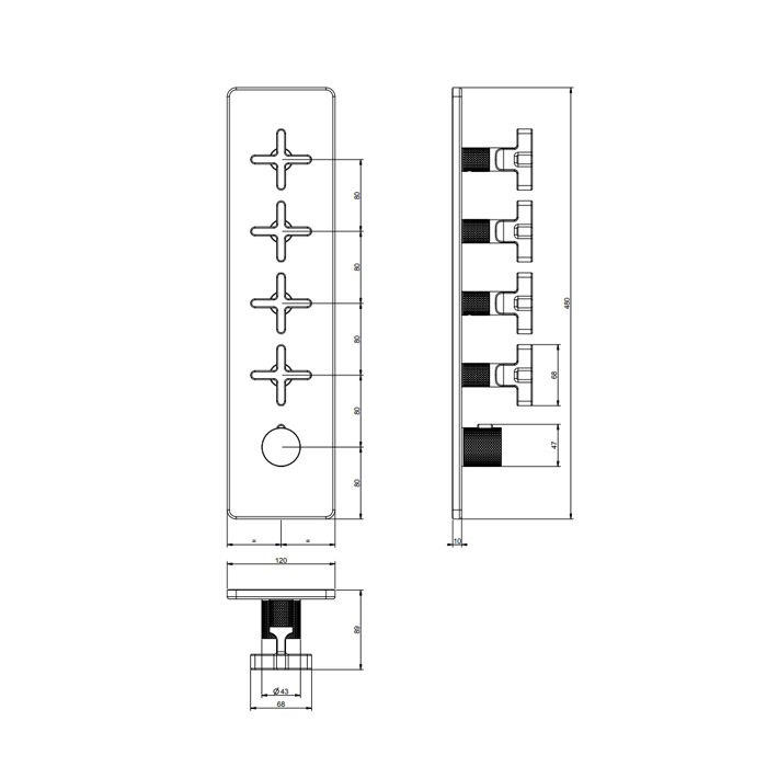 GESSI INCISO встраиваемый термостатический смеситель на 4 источника, резьба 3/4 (внешние части), цвет: nero XL - Gidratop.ru изображение