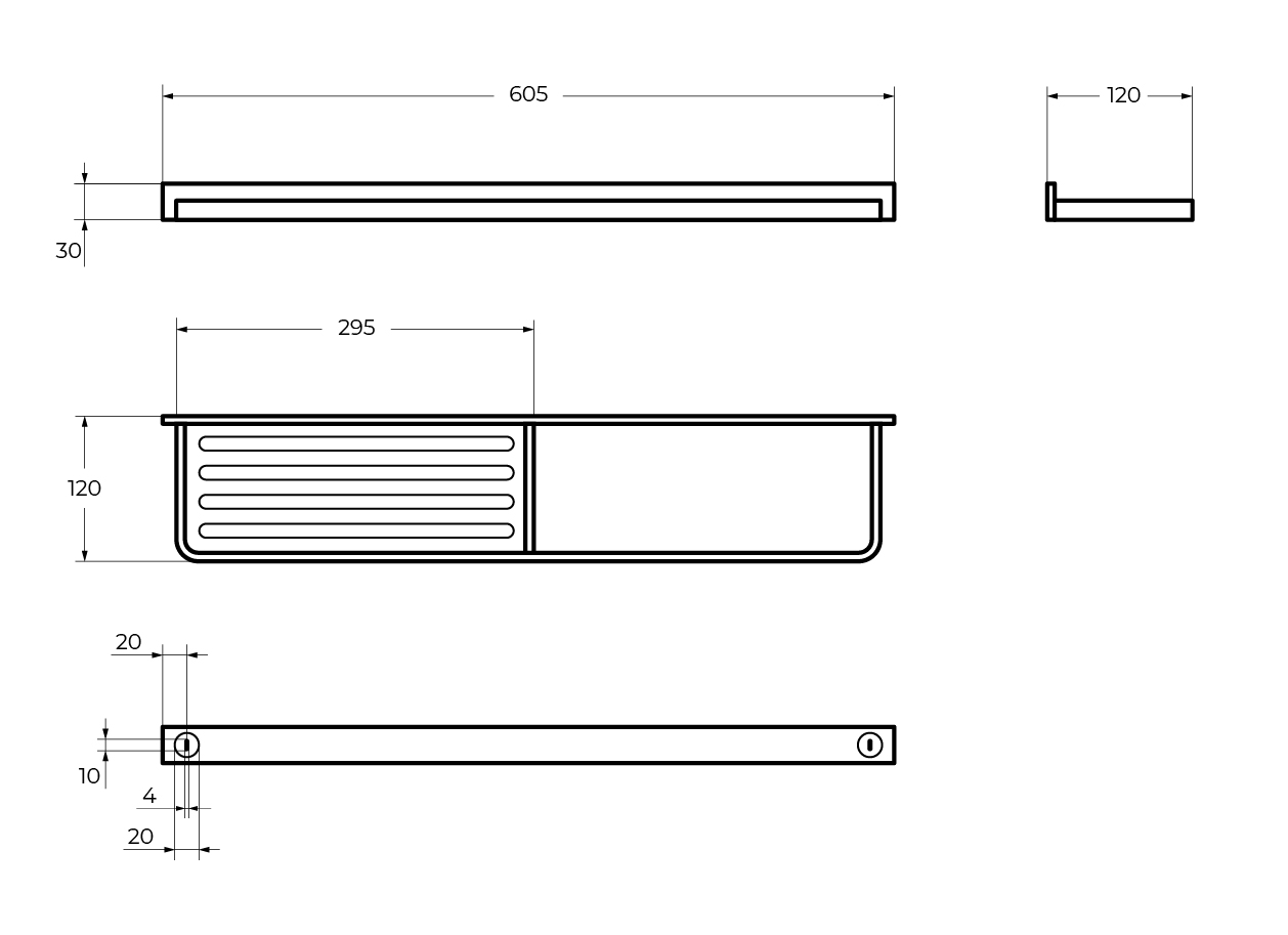 MAXIMA CZR-F-8916 Полка с полотенцедержателем, 608х120 - Gidratop.ru изображение