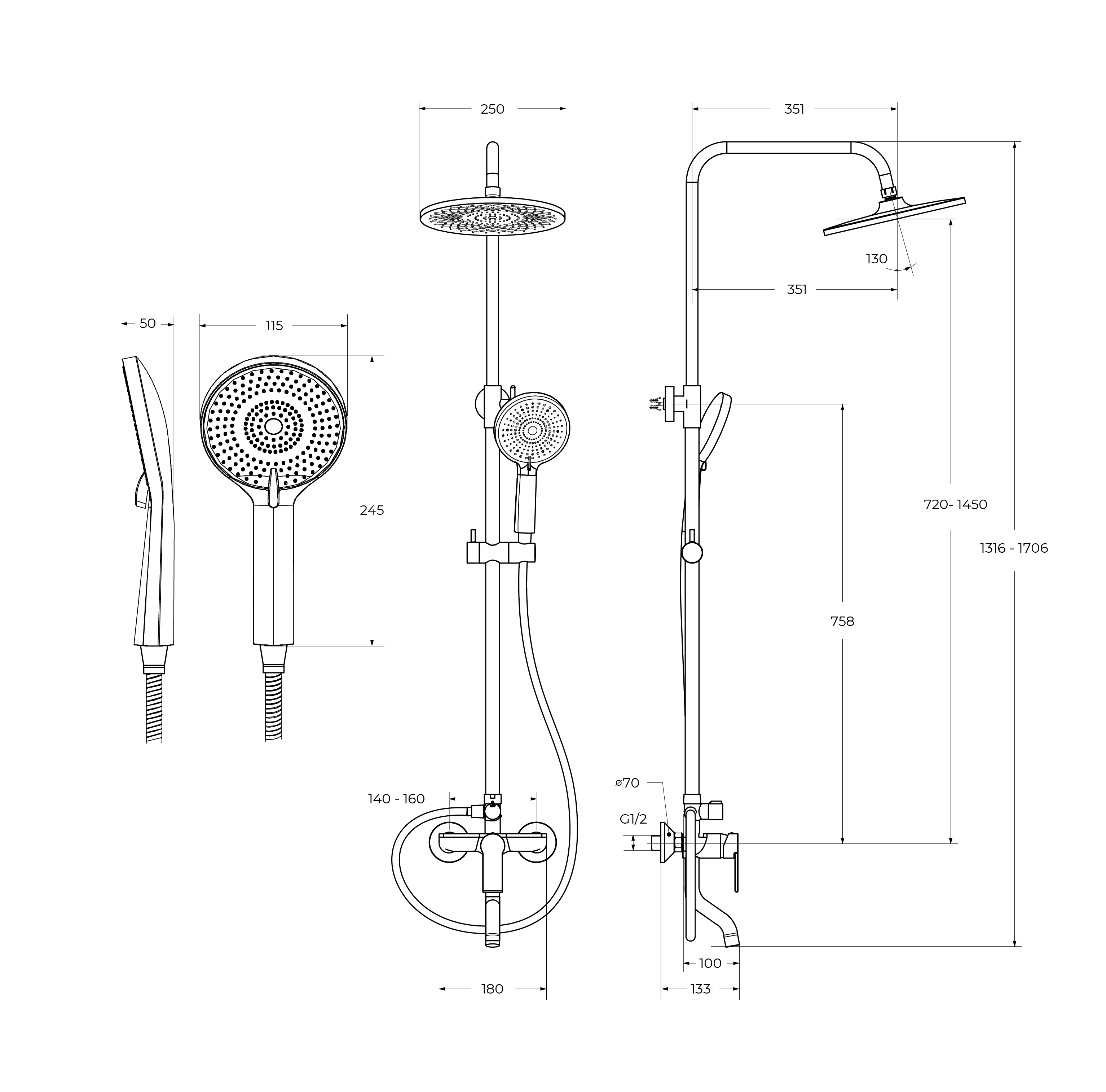 AURORA Душевая стойка со смесителем и изливом, хром AURORA-VSCM-CRM - Gidratop.ru изображение