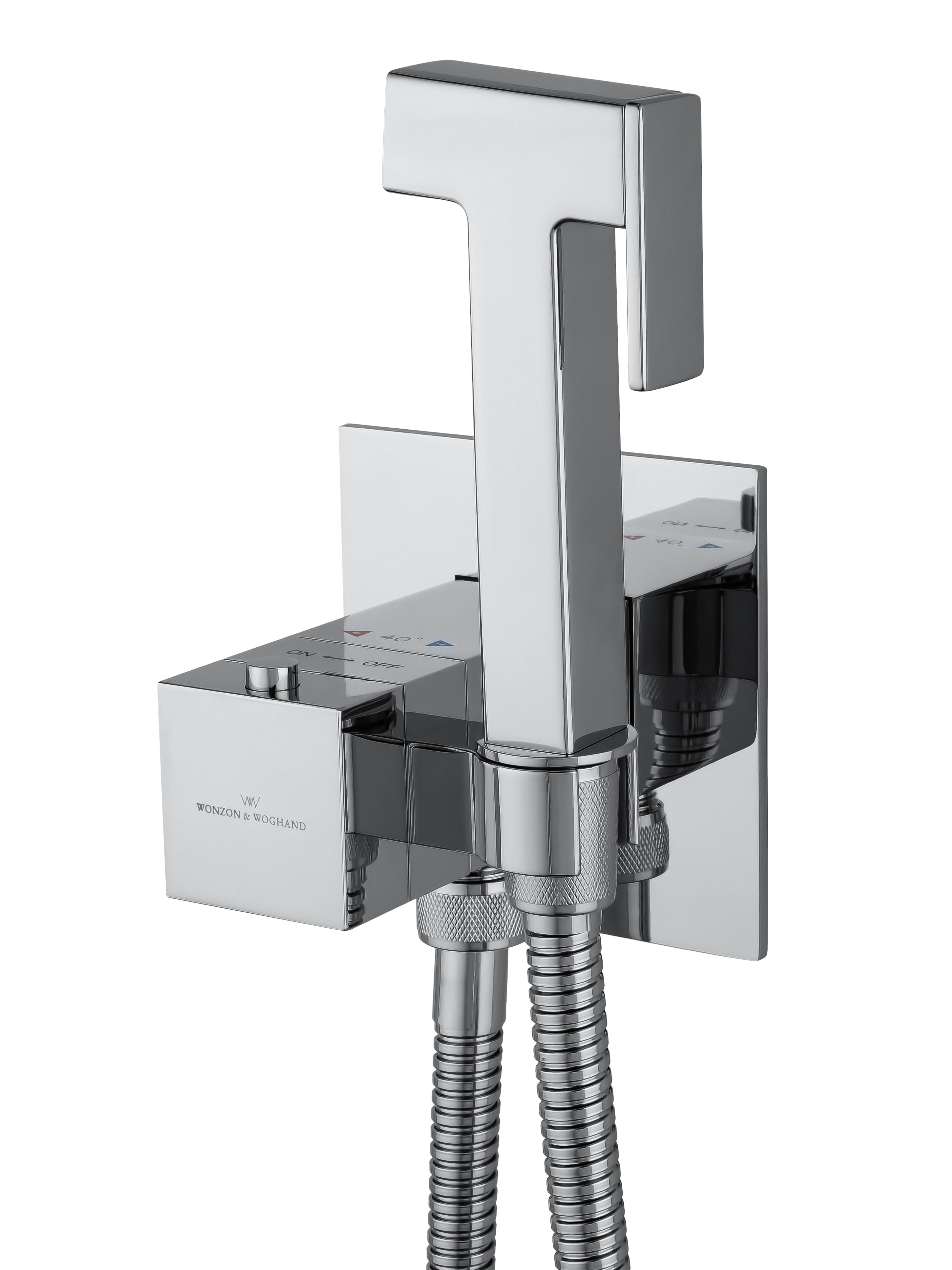 Смеситель с гигиеническим душем и термостатом встраиваемый WONZON & WOGHAND, Хром (WW-88829910-CR) - Gidratop.ru изображение