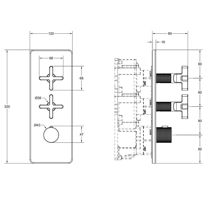 GESSI INCISO встраиваемый термостатический смеситель на 2 источника, резьба 3/4 (внешние части), цвет: хром - Gidratop.ru изображение