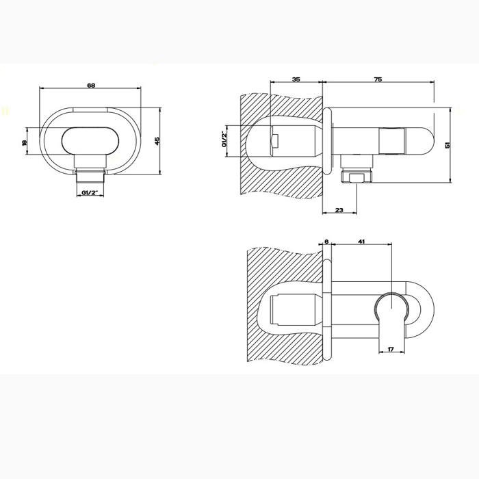 Gessi Goccia держатель душевой лейки с выводом воды на 1/2, цвет: белый - Gidratop.ru изображение